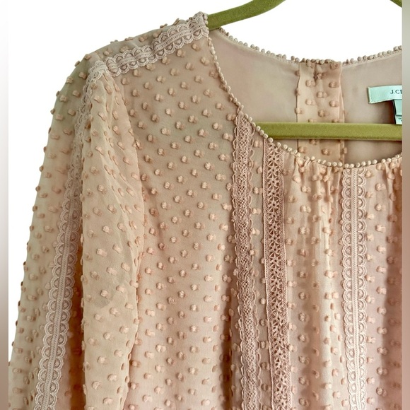 J.Crew Swiss Dot Silk Cotton Sheer Lace Long Sleeve Blouse Top Pink Peach Size 2 - Picture 4 of 6